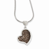 Sterling Silver 925 Heart Necklace with Dual CZ Brilliant Embers - 18